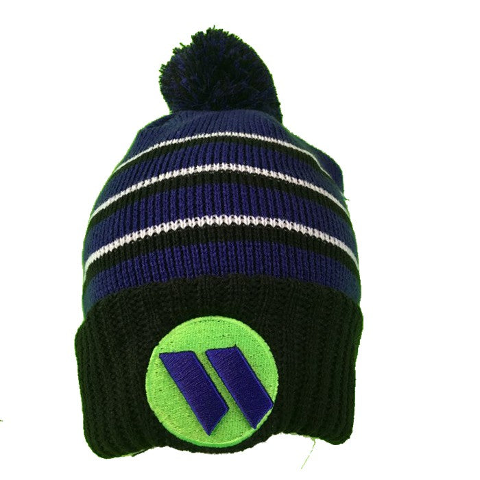 Kelly's Ultimate Sports, Worth Knit Pom Beanie Winter Hat (Purple/Black/White)